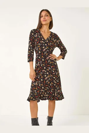 Roman Ditsy Floral Print Frill Short Dress AU 12