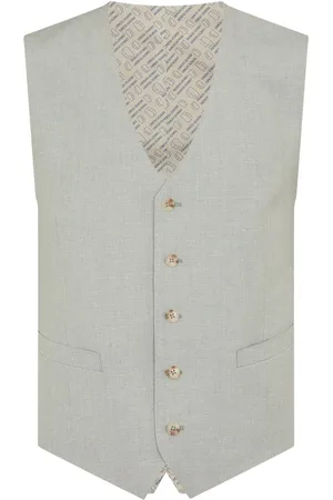 Remus Green Tapered Fit Tapered Fit Linen-Blend Waistcoat 46