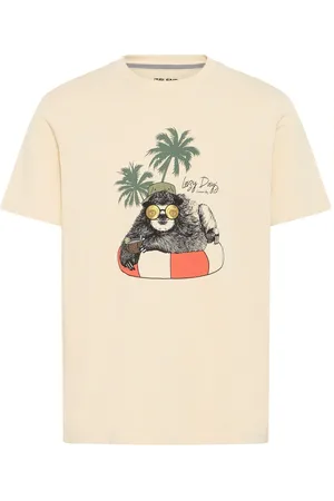Blend Cream Sloth Printed Short Sleeve 100% Cotton T-Shirt medium