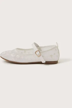 Monsoon Floral Print Embroidered Mesh Ballet Flats uk12eu305