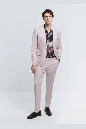 River Island Pink Sharkskin Suit Trousers 36W x 31L (UK 36 R)