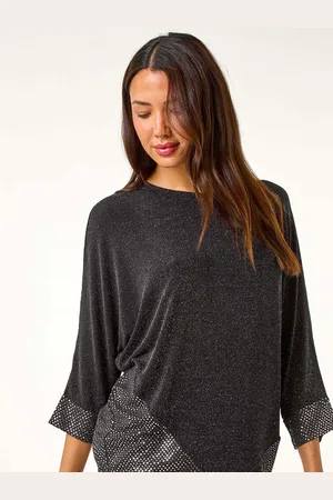 Roman Black Contrast Sparkle Stretch Top AU 12