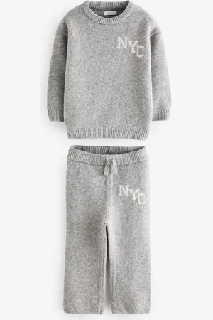 Next Grey Knitted NYC Varsity Jumper and Joggers Set (3mths-7yrs) 3