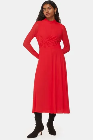 Whistles Petite Arabella Ruched Mesh Dress AU 10