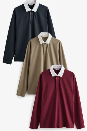 Next Long Sleeve Rugby 100% Cotton Shirts 3 Pack L