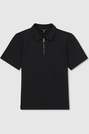 Reiss Albany Textured Half-Zip Polo Shirt L