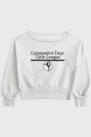Abercrombie & Fitch Off Shoulder Graphic Jersey Sweatshirt 17-18 Yrs