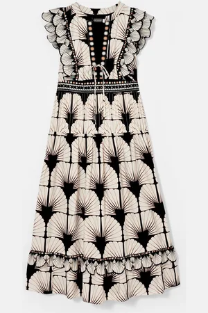 mint&berry Shell Print 100% Cotton Midi Dress 8
