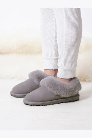 Totes Grey Ladies Isotoner Real Suede Bootie Slippers AU 8 (EU 38.5)