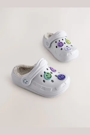 Next Grey Happy Face Lined Clogs Slippers AU 7 (EU 24)