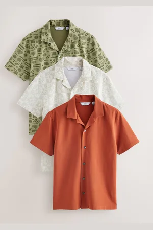 Next Cuban Collar Textured Jersey Short Sleeve Shirts 3 Pack