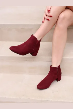 Linzi Red Manor Low Block Heeled Ankle Boots AU 6 (EU 37)