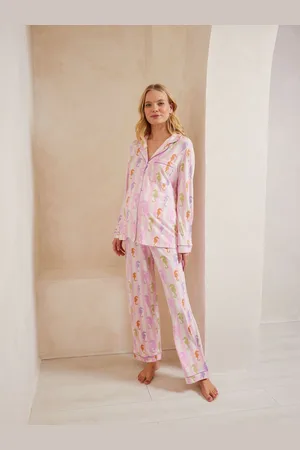 Chelsea Peers Pink Maternity Seahorse Print Stripe Long Pyjamas Set AU 12