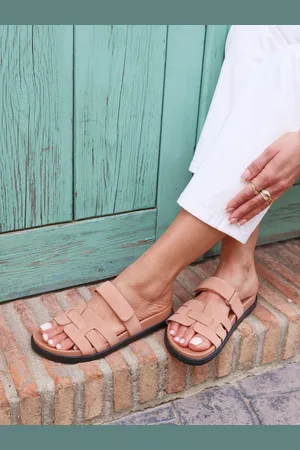 Linzi Pink Essential Slip-On Sandals With Woven Front Strap AU 5 (EU 36)