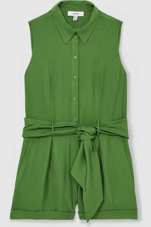 Reiss Green Millie Belted Beach Cover-Up Playsuit AU 6