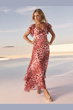 Friends Like These Petite Millie Mackintosh Chiffon Frill Maxi Dress 12