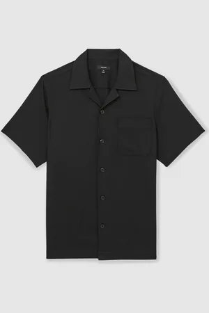 Reiss Nitus Herringbone Twill Cuban Collar Short Sleeve Shirt M