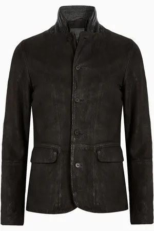 AllSaints AllSaints Anthracite Grey Survey Leather Blazer M