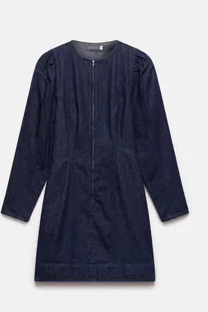mint&berry Denim Puff Sleeve 100% Cotton Mini Dress AU 14