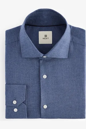 Next Regular Fit Brushed Flannel Single Cuff Formal 100% Cotton Oxford Shirt S