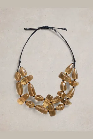 White Stuff Natural Hazel Chunky Bead Necklace One