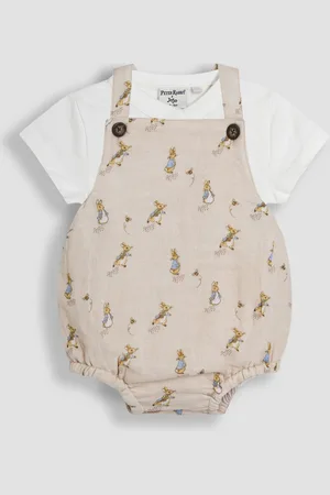 JoJo Maman Bébé Natural 2-Piece Peter Rabbit Dungarees & Body Set 1.5