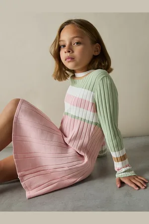 Reiss Polly 9-13 yrs Colour-Block Rib-Knit Skater Dress 11