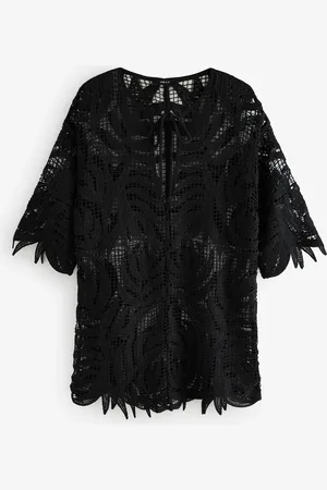 Next Black Crochet Cover-Up Kaftan M