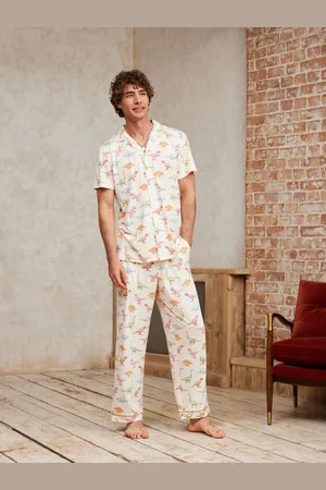 Chelsea Peers White Dinosaur Print Long Pyjama Set L