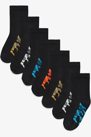 Next Black Camouflage Footbed Cotton Rich Socks 7 Pack 9-12 Jnr