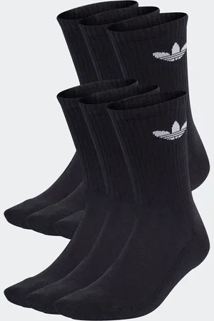 adidas Originals Black Dark Trefoil Crew Socks 6 Pack 12.5-1