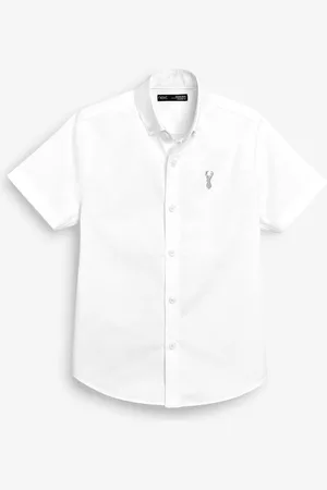 Next Logo Short Sleeve Cotton Rich Oxford Shirt (3-16yrs) 11 Years (146cm)