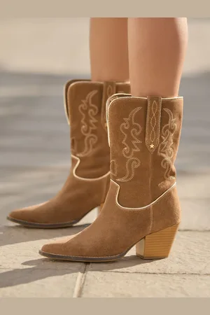 Joe Browns Brown Pipe Detail Suede Western Boots AU 9 (EU 41)