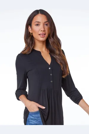 Roman Black Button Detail Tunic Top 10