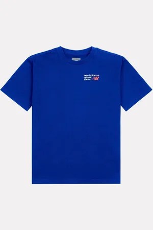 New Balance Blue Kids Athletic Shoes Back Graphic 100% Cotton T-Shirt 10