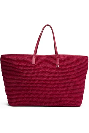Tommy Hilfiger Red The Sofia Capsule Leather 100% Cotton Beach Bag one