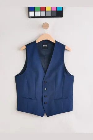 HUGO BOSS Blue Slim-Fit Tailored Waistcoat 46 R