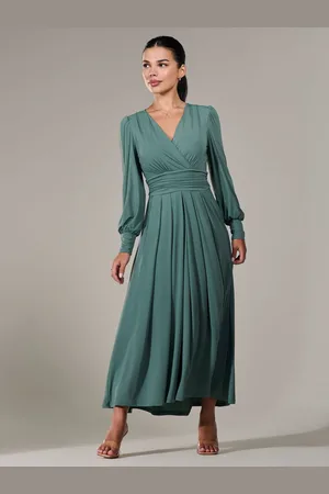 Jolie Moi Petite Petite Long Sleeve Soft Silky Jersey Maxi Dress AU 10 Petite