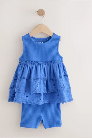 Next Blue Broderie Vest and Cycle Shorts Set (3mths-7yrs) 3