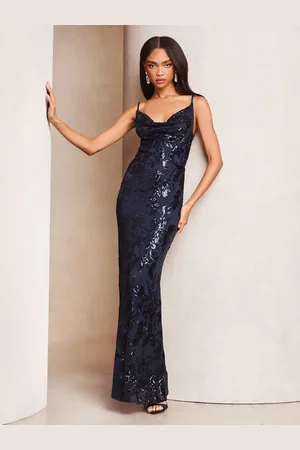 Lipsy London Petite Cowl Neck Sequin Maxi Dress AU 16