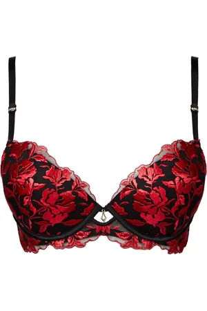 Ann Summers Black The Hero Plunge Floral Print Bra 36 D
