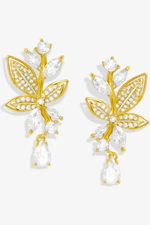 Jon Richard Gold Tone Cubic Zirconia Leaf Print Earrings one