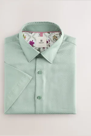 Next Regular Fit 100% Cotton Short Sleeve Textured Shirt 4XL