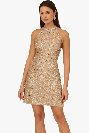 Adrianna Papell Beaded Halter Short Dress 12