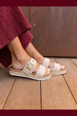 Novo Natural SEZZADIO Double Strap Buckle Mule Espadrille Sandals AU 7 (EU 38)