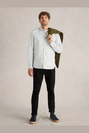White Stuff Diamond Squiggle Printed 100% Cotton Shirt XL