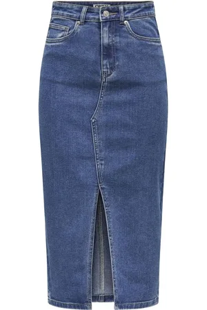 ONLY Denim Midi Skirt With Front Split AU 10