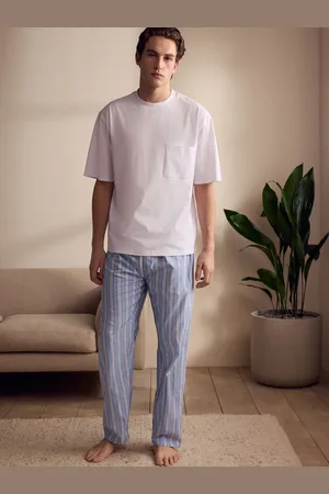 Next Blue Stripe EDIT Woven Long Pyjamas Set 2XL Long
