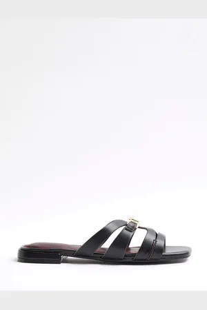 River Island Black Strappy Flat Mules AU 11 (EU 42)