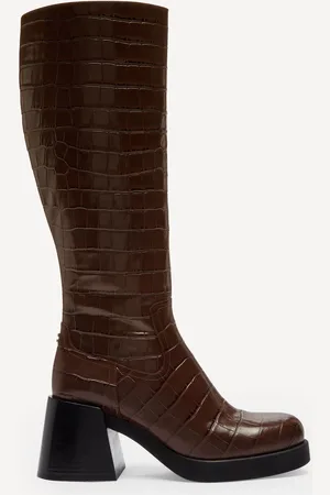 Coach Brown Natasha Embossed Croc Boots AU 8 (EU 39)